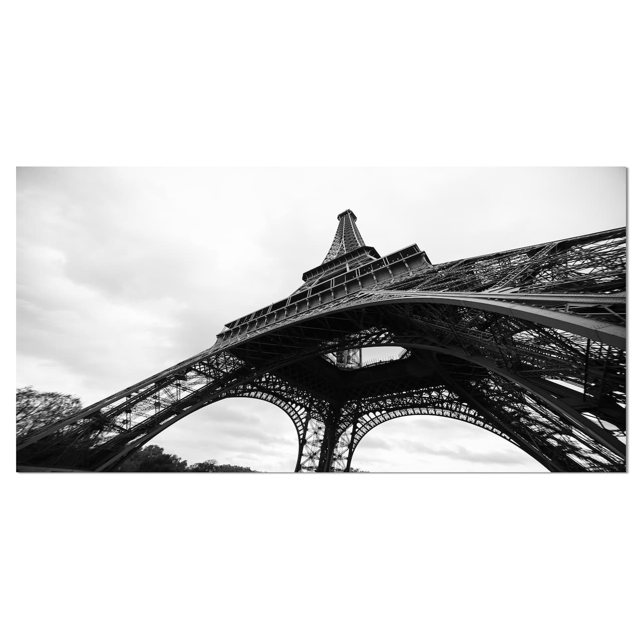 Designart - Paris Paris Eiffel Towerin Black and White Side View - Cityscape Canvas Print